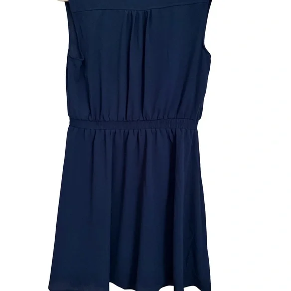 Navy Blue Sleeveless Shirt Dress - Picture 2 of 7